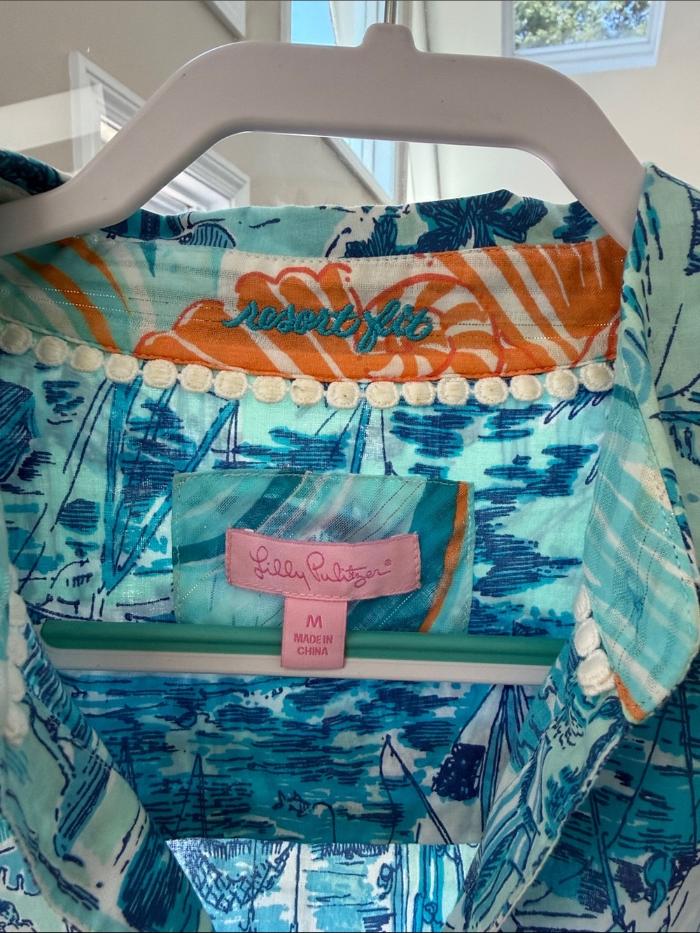 Lilly Pulitzer Blue & Aqua Printed Button-Front Shirt Dress - Picture 2 of 12